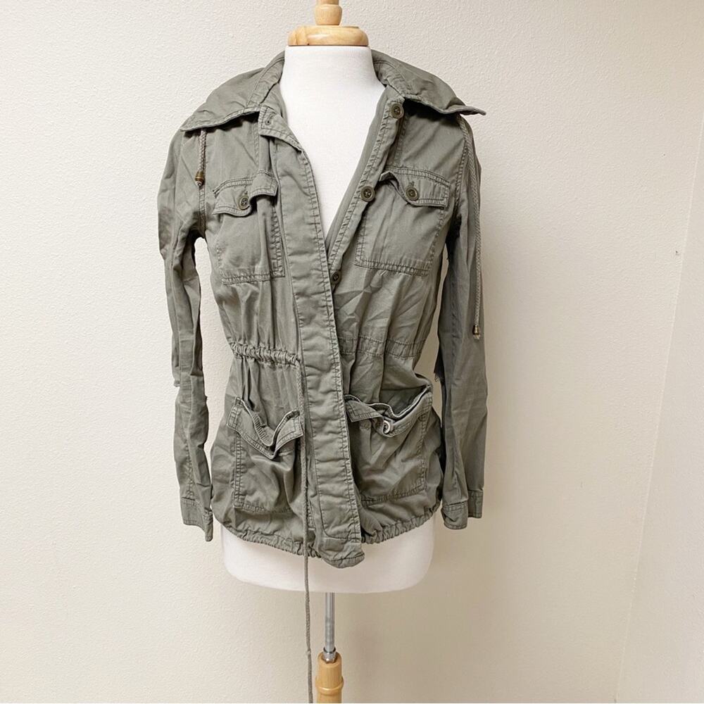 Forever 21 Hooded Green Military Style Utility Jacket M
